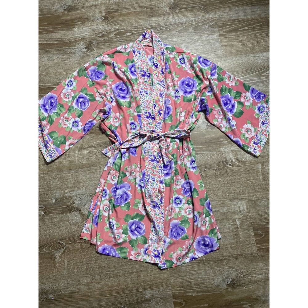 Victoria Secret Gold Label Floral Pink Purple Robe